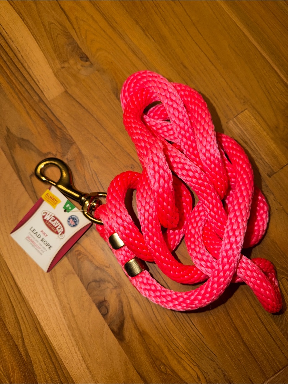Bright Pink Rope Lead - Weaver 8 ft